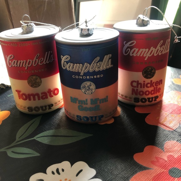 Campbell's glass Soup Can ornaments  (all 3) - Picture 1 of 5